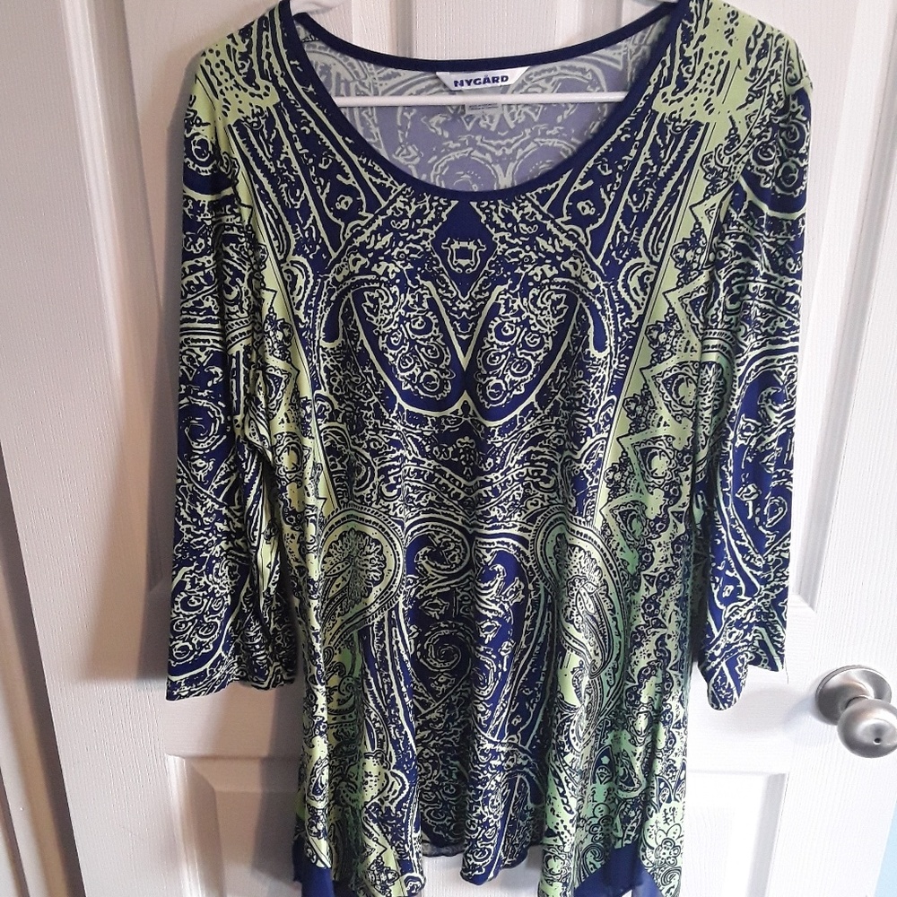 Blue and green tunic top